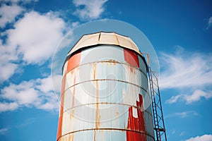 old silo standing against blue sky