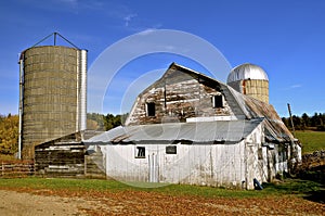 Old silos, barn, and milking parlor