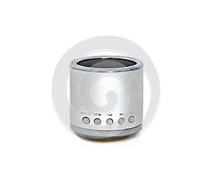 Silver bluetooth loudspeaker isolated on white background