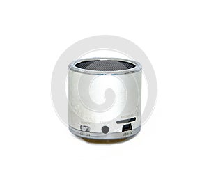 Silver bluetooth loudspeaker isolated on white background