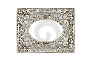 Old silver round picture frame