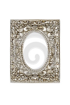 Old silver round picture frame