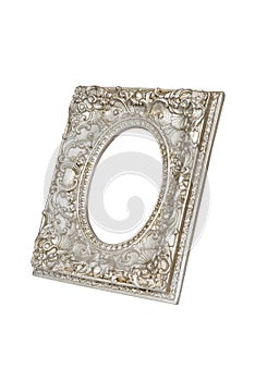 Old silver round picture frame