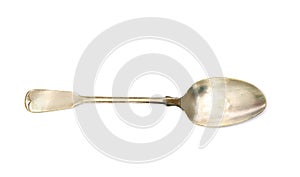 Old silver spoon made in 1924 on white background