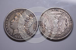 Old Silver US Coins. 1890 Morgan Dollar