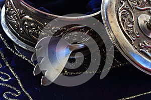 Old silverware and silver box