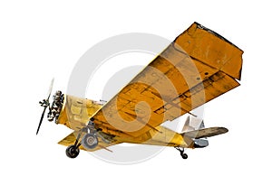 Old single-engine plane isolated on white