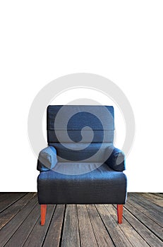 old single sofa seat on wood floor isolated PNG