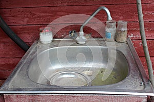 Old sink for washing hands and dishes