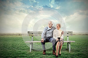 Old sitting couple