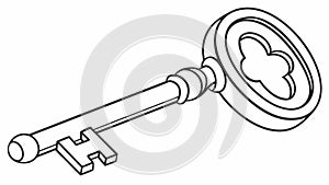 Old Skeleton Key Outline Vector, Secrets and Discovery, vector design Generative AI