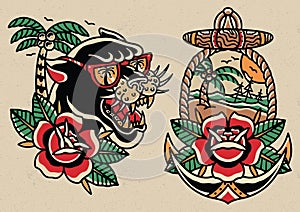 Old Skool Tatoo flash set