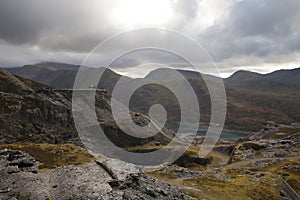 Old slate quarry in mountains