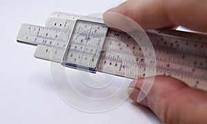 Old slide rule slipstick analogue computer for mathematical calcululs