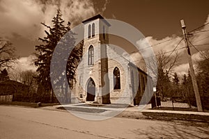Old Small Town Church - Sepia
