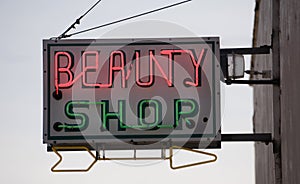 Old Small Town Neaon Beauty Shop Sign Vintage Signage