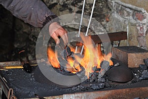 Old smithery and fire