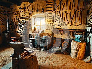 Old smithy workshop interior