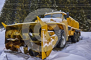 Old snow machine parked