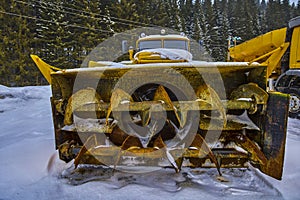 Old snow machine parked