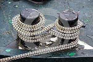 Old snubbing post for boats at the harbor