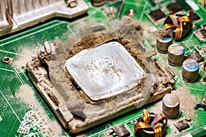 Old socket with CPU with dust and dirt