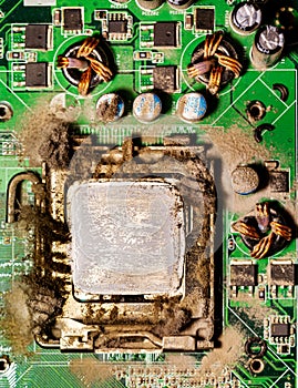 Old socket with CPU with dust and dirt