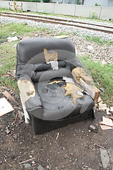 Old sofa in a dirty