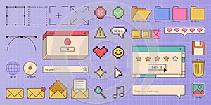 Old software windows and icons set