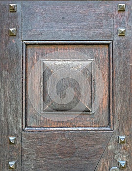 Old solid wood door closeup
