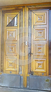 old solid wooden door of a building