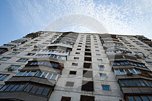 Old soviet apartment building with block flats