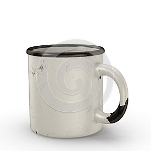 Old Soviet enameled mug of white color