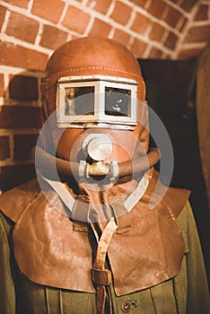 Old Soviet gas mask made of brown leather