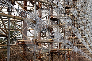 Old Soviet military Duga Radar antenna complex near ghost town Pripyat. Chernobyl Exclusion Zone, Ukraine