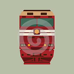 Old soviet passenger train locomotive flat vector illustration