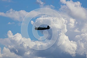 Old soviet practice military plane C 11 fly on sky