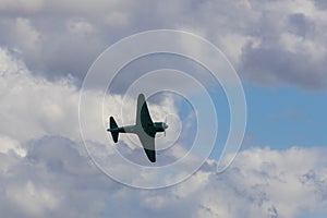 Old soviet practice military plane C 11 fly on sky