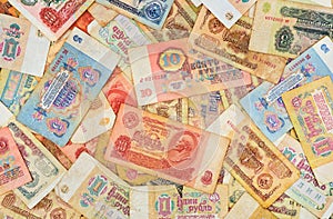 Old soviet russian money background
