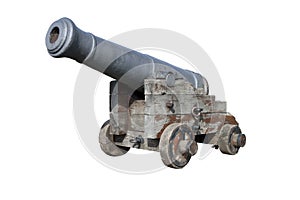 Old Spanish cannon isolated on white