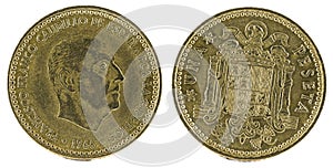Old Spanish coin of 1 peseta, Francisco Franco,  1966