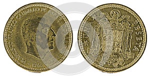 Viejo espanol monedas de 1, 1966 