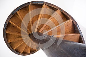 Old spiral wood stairs