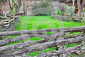 Old Split Log Fence in a Decorative garden