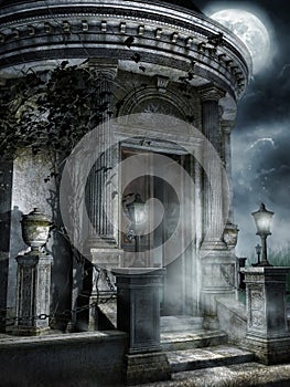 Old spooky mausoleum photo