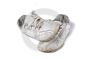 Old sport shoes isolated over white