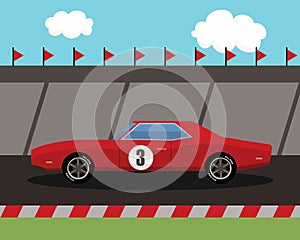 Old sports car on race track