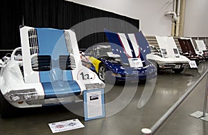 Old sports cars on Auto show