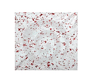 Old square sa paper white texture with red rose flower petal in seamless pattern isolated on background , clipping path handmade