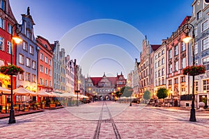 Old Square with Swiety Duch Gate in Gdansk at Dusk, Poland